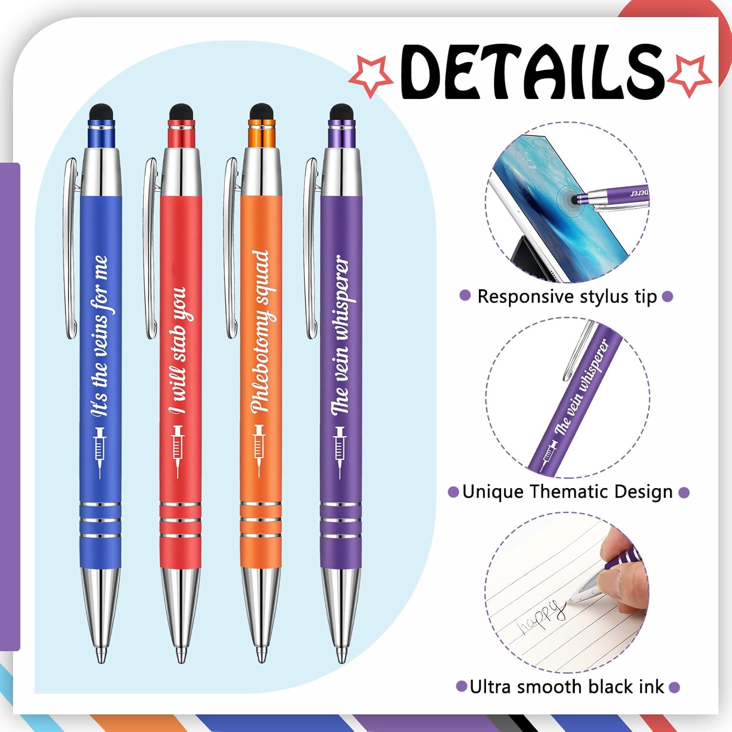 12 Pcs Phlebotomist Week Gifts Phlebotomy Pen Essentials Accessories Graduation Gifts for Women Nurse Friends Coworkers Nursing Staff Supplies - Image 3