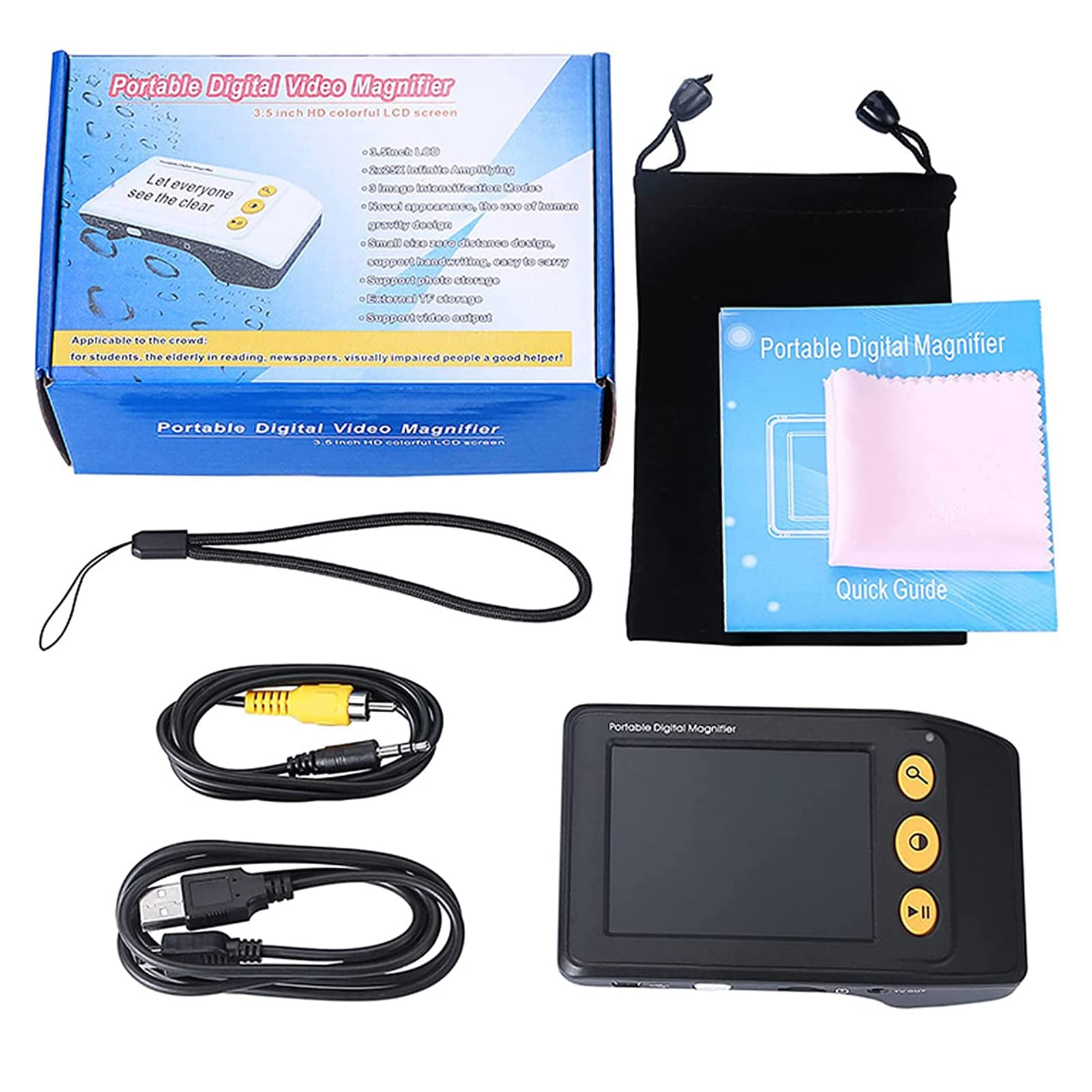 Loupe Vidéo Numérique Portable 3,5 Pouces – Zoom 2x-25x, 8 Modes Couleur, Pour Lecture Et Basse Vision