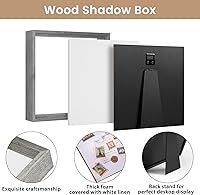 Vista 69 de Califortree 12x16 Large Shadow Box Frame with Soft Linen Back - Metal Push Pins Included, Memory Shadow Box Display Case for Bouquet Awards Medals