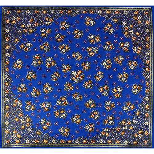 Foulard coton bleu traditionnel Farandole 80x80 d'exception