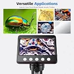 4.3" Microscope numérique pour adultes, SKYEAR Microscope de pièces 1000X Amplification avec 8 Ajustable LED Remplir les lumières, USB Microscope pour Windows/MacOS, Fournitures de collection de pièces-Noir