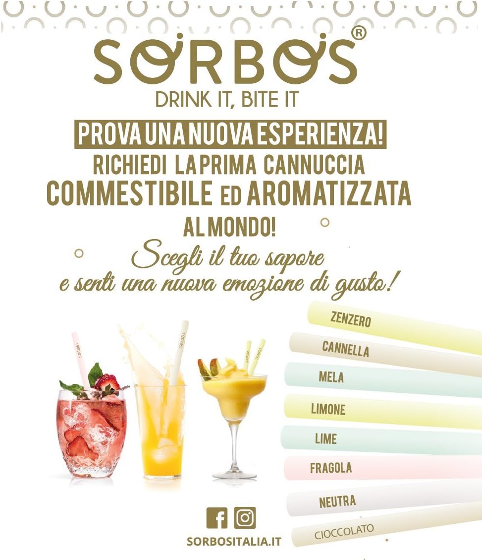 Sorbos Edible Straws - pack of 20 Cinnamon Flavour