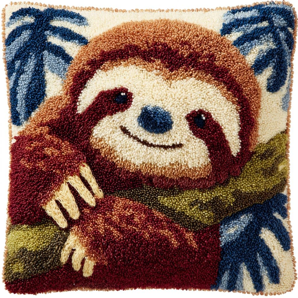 WallustrioaW Latch Hook Kits DIY Throw Pillow Cover,Animal Sloth