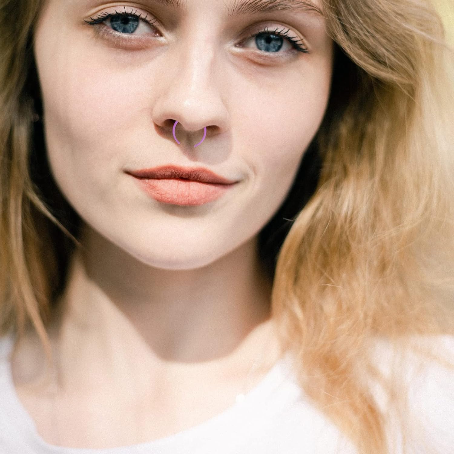 Longbeauty Acrylic Pincher Tapers 16G Septum Ring C Shape Buffalo Septum Stretching Kit Nose Rings Piercing Jewelry with Black O-Rings - Image 5