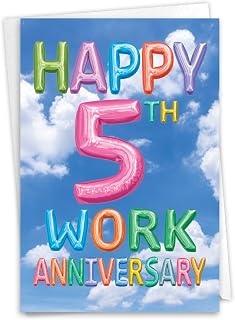 NobleWorks 5th Anniversary Work Milestone Congratulations Notecard (Co-Worker) w/ 5 x 7 Envelope for Men, Women (1 Card) Inflated Messages 5 C5651BAWG