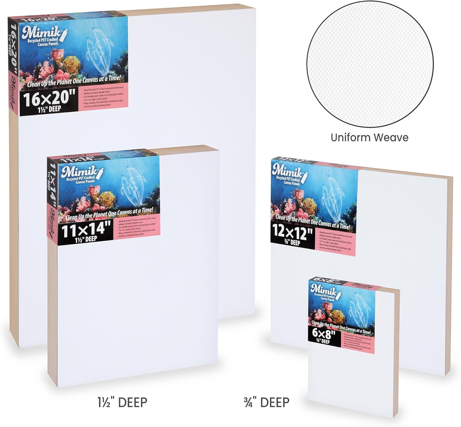 Creative Mark Mimik Recycled PET Cradled Canvas Panel 3/4" Depth - 10X20 Single Canvas - Medium-Textured Painting Board for Eco-Conscious Artists, 14.11 oz Triple-Acrylic-Primed Weight Mounted Canvas