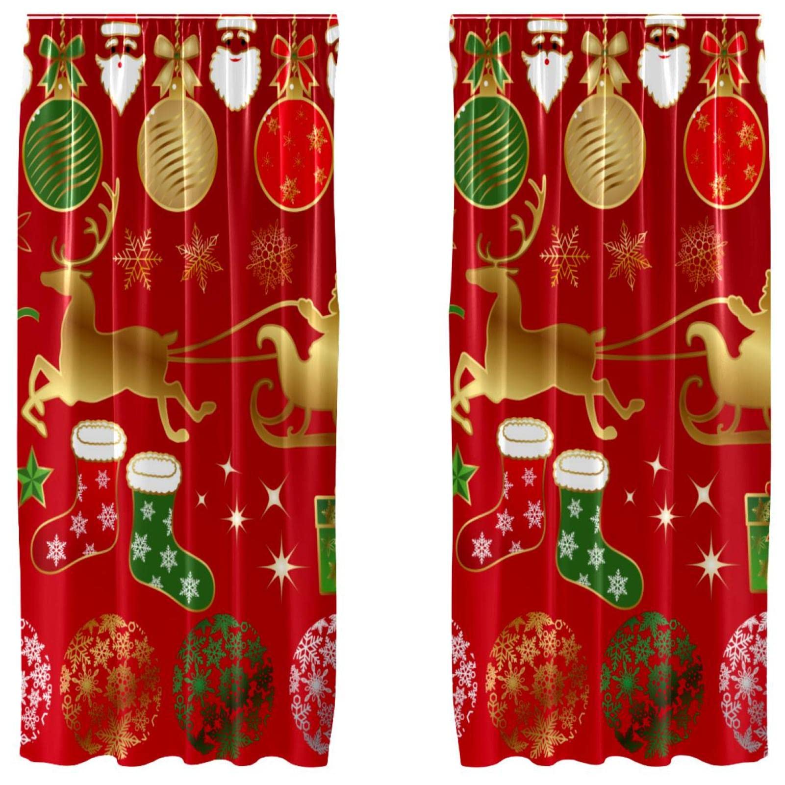 Paneles de cortina opacas navideñas en color rojo para ventanas de habitación de 55x84"