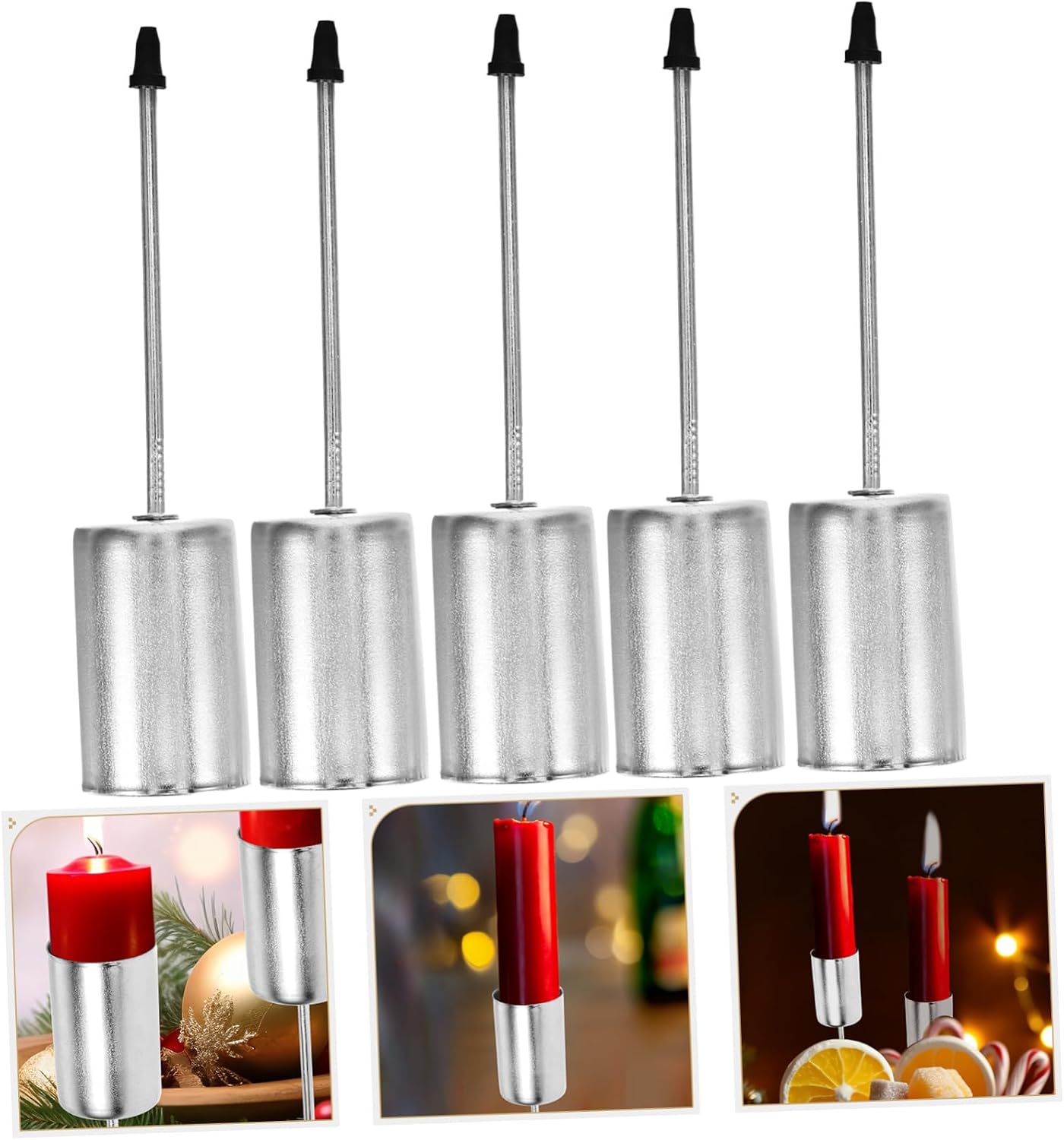 5pcs Candle Cup Holders Spike for Christmas Tree Decoration Elegant Party Candle Holders for Dining Table Sturdy Construction Festive Ambiance for Holidays