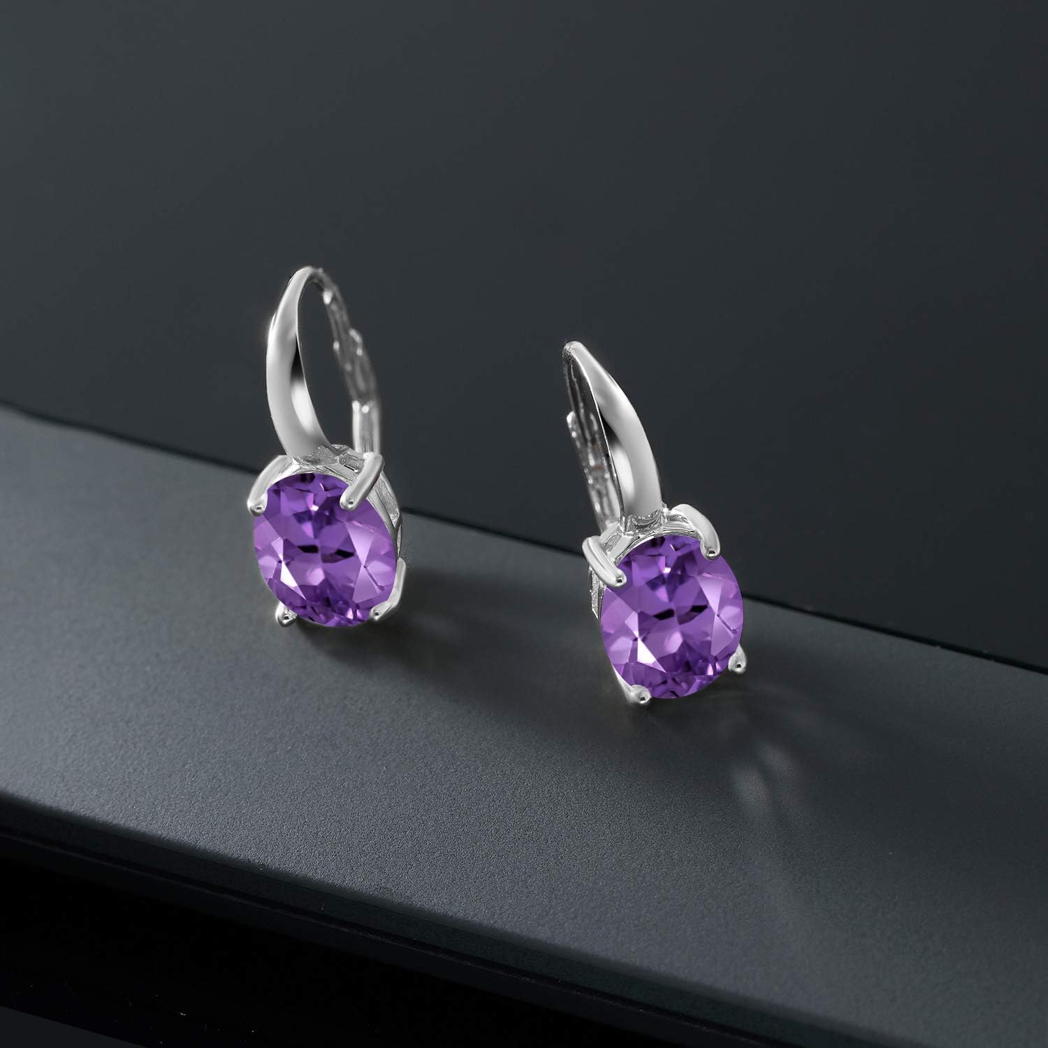 Gem Stone King Leverback Drop Dangle Earrings For Women | 925 Sterling Silver | 11X9MM Oval Gemstone Birthstone | Fine Jewelry Gifts for Women Her Mom Wife