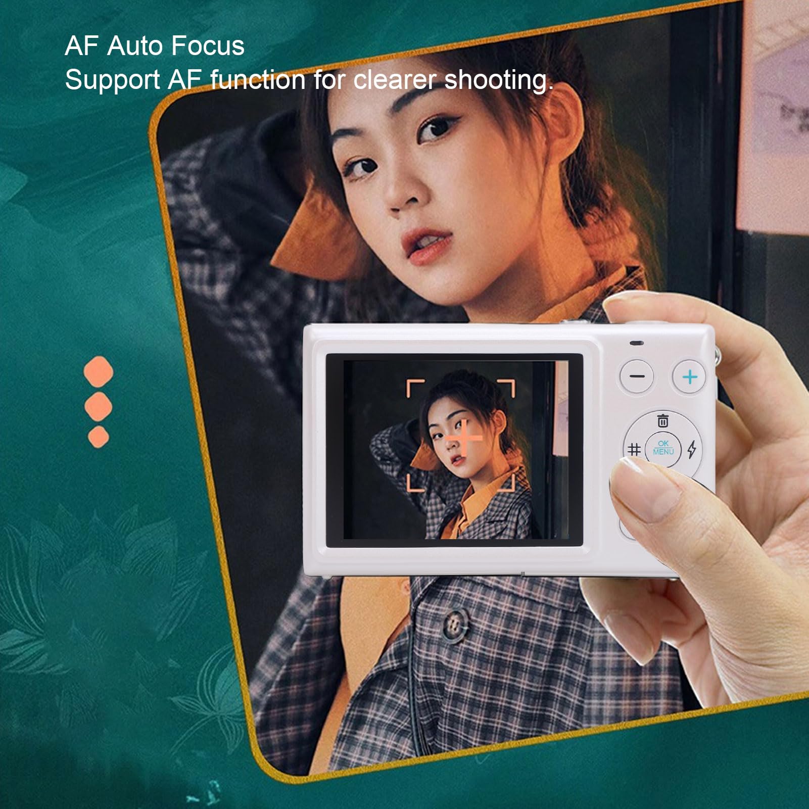 Fotocamera digitale 64MP 4K Auto Focus Point and Shoot Videocamera Videocamera Compatta Piccola Fotocamera per Fotografia Vlogging Camera, Zoom 18x, Display TFT da 2,75 pollici
