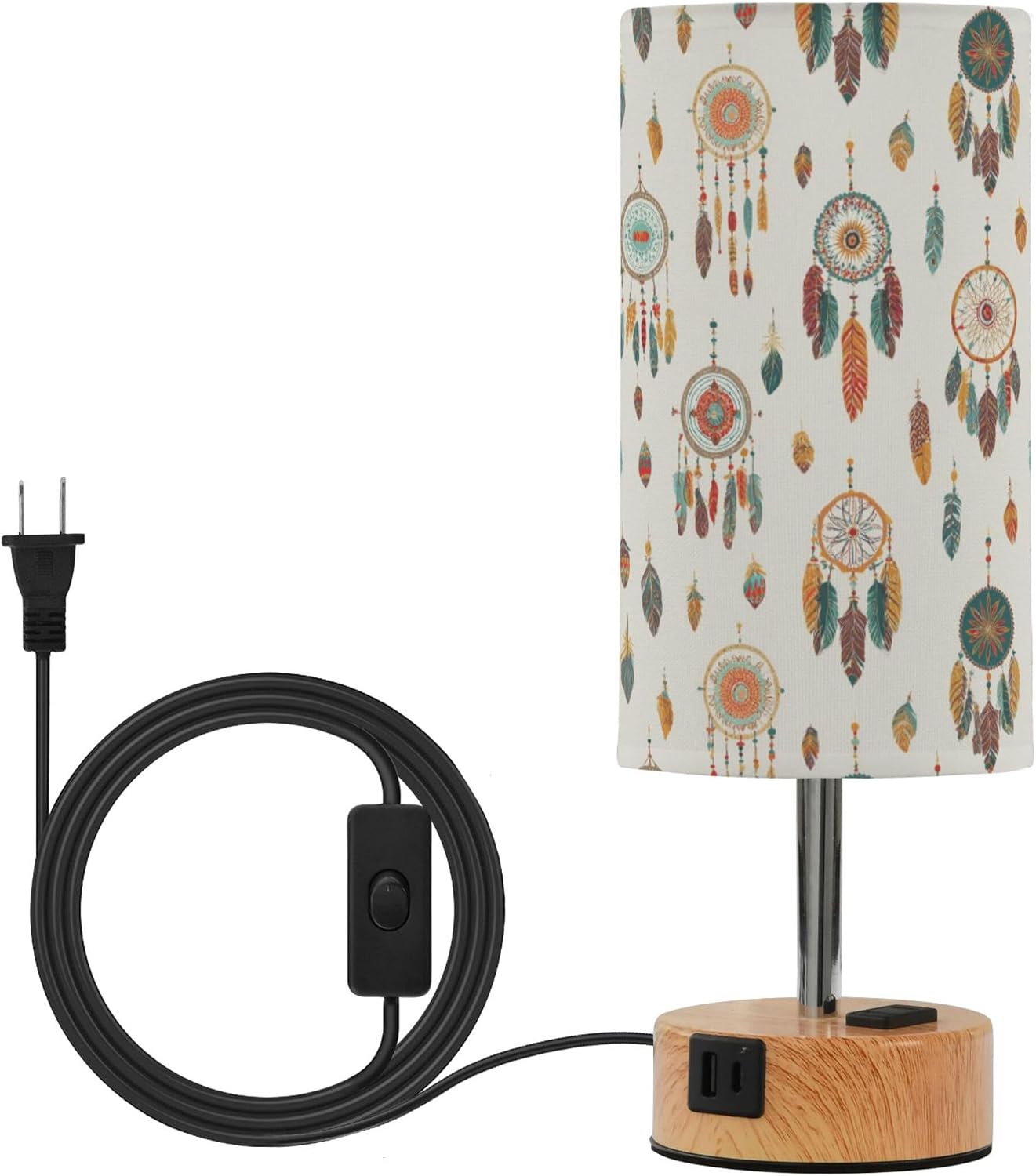 Colorful Dream Catcher Dimmable Bedside Touch Lamps with Charging Ports for Living Room Bedroom Nightstand Office Desk, Light Bulb Included