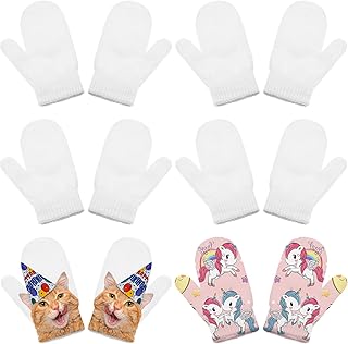 6 Pairs Sublimation Full Finger Mittens Knitted Gloves Winter Warm Kid Gloves for Baby Kids Aged 1-4 Year Old