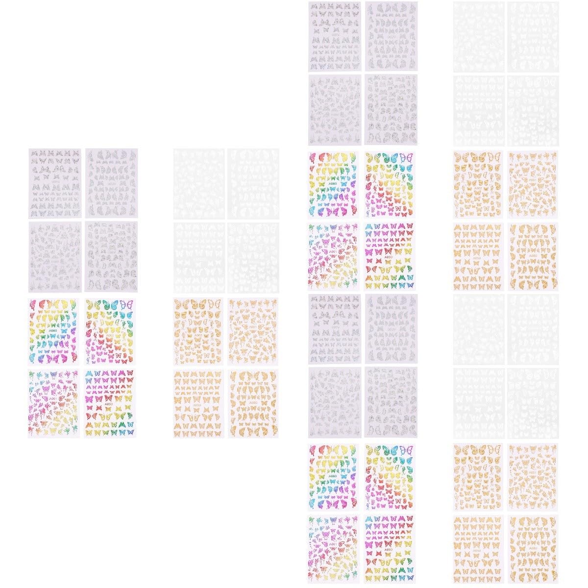 Healeved 48fogli Adesivi Per Unghie Con Farfalle Decorazioni Nail Art Per Manicure Fai Te Adesivi Colorati Per Unghie e Crafting Facile Applicazione Per Uso Personale e Salone
