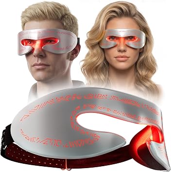 Red Light Therapy for Eyes, Red Light Eye Mask for Vision Support & Eye Fatigue, 3 Modes Eye Care Device, Infrared Light Therapy for Dark Circles, Fine Lines, Eye Bags, Jet Lag