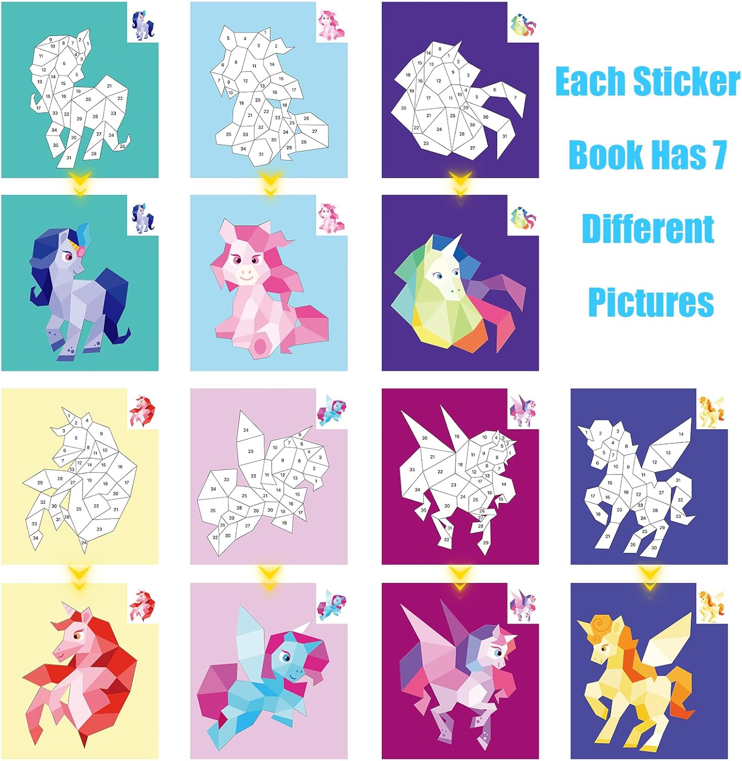 AEAHALY 2 Pack Sticker Book Crafts for Kids Ages 4-8 Sticker Paint Books Boys and Girls Birthday Gifts Party Favor, Travel Activity Book Set for Learning (Dinosaur+Horse) - Image 2