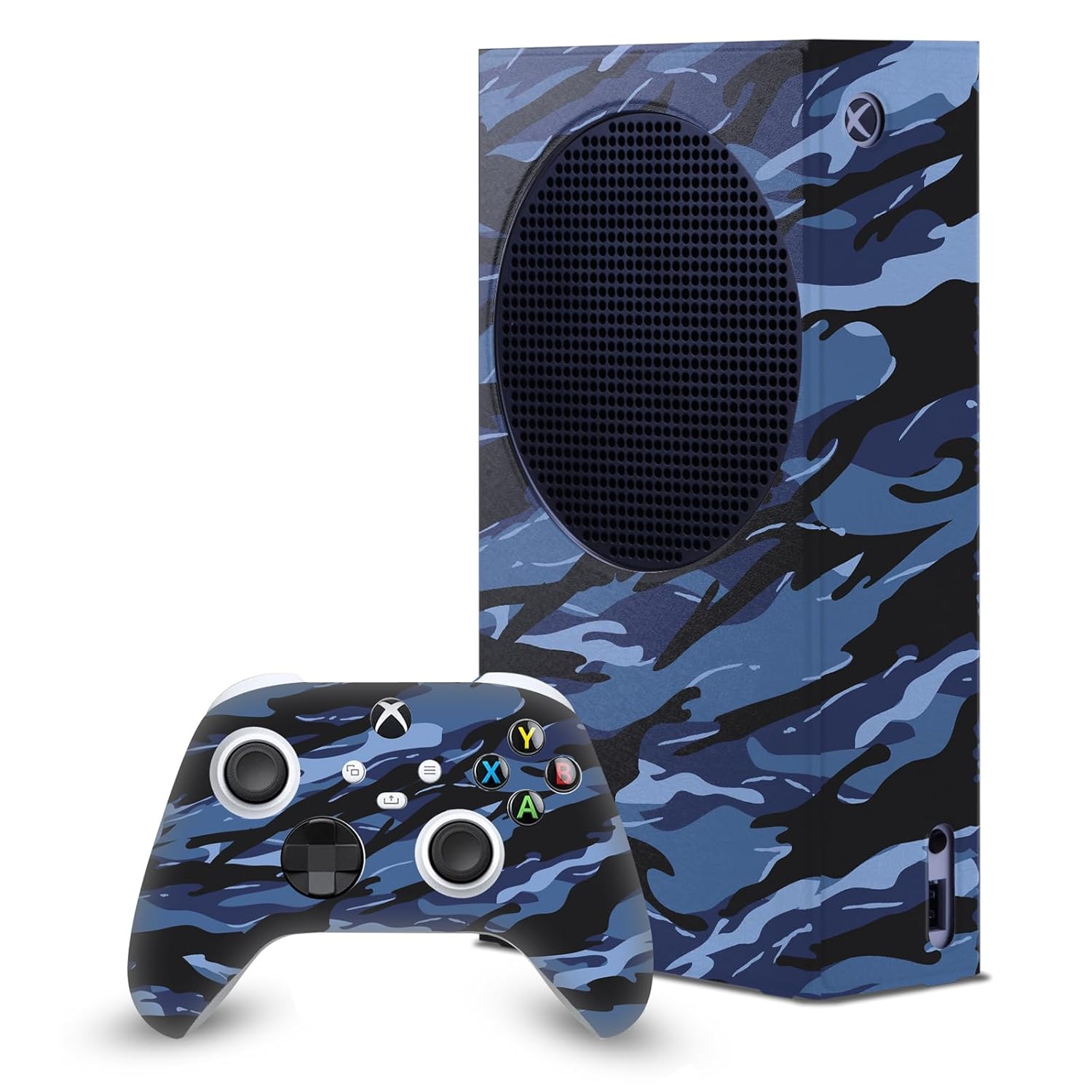 Head Case Designs Blue Camo Camouflage Game Console Wrap and Game Controller Skin Bundle Compatible With Xbox Series S Console & Controller Bundle