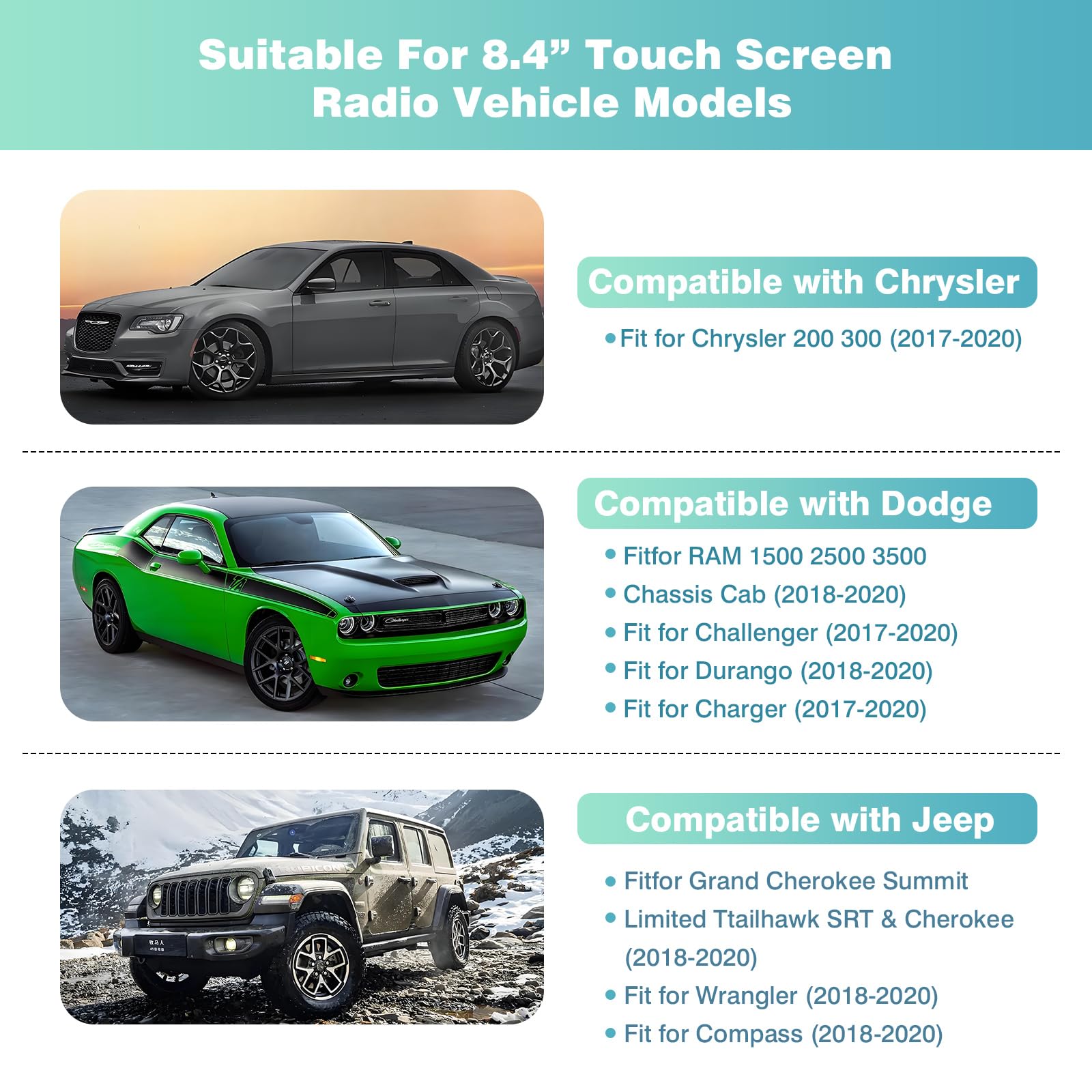 UConnect 4C UAQ Bildschirm Ersatz - Gelfrei & Blendfrei Für Dodge Ram Chrysler Jeep 2017-2022