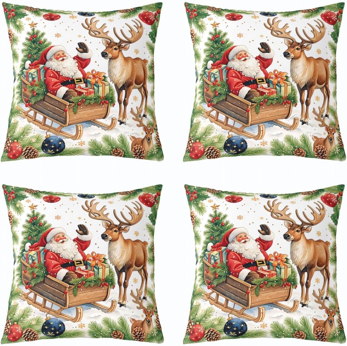 Castle Fairy Santa Claus 20X20 Inch Cushion Covers Set of 4