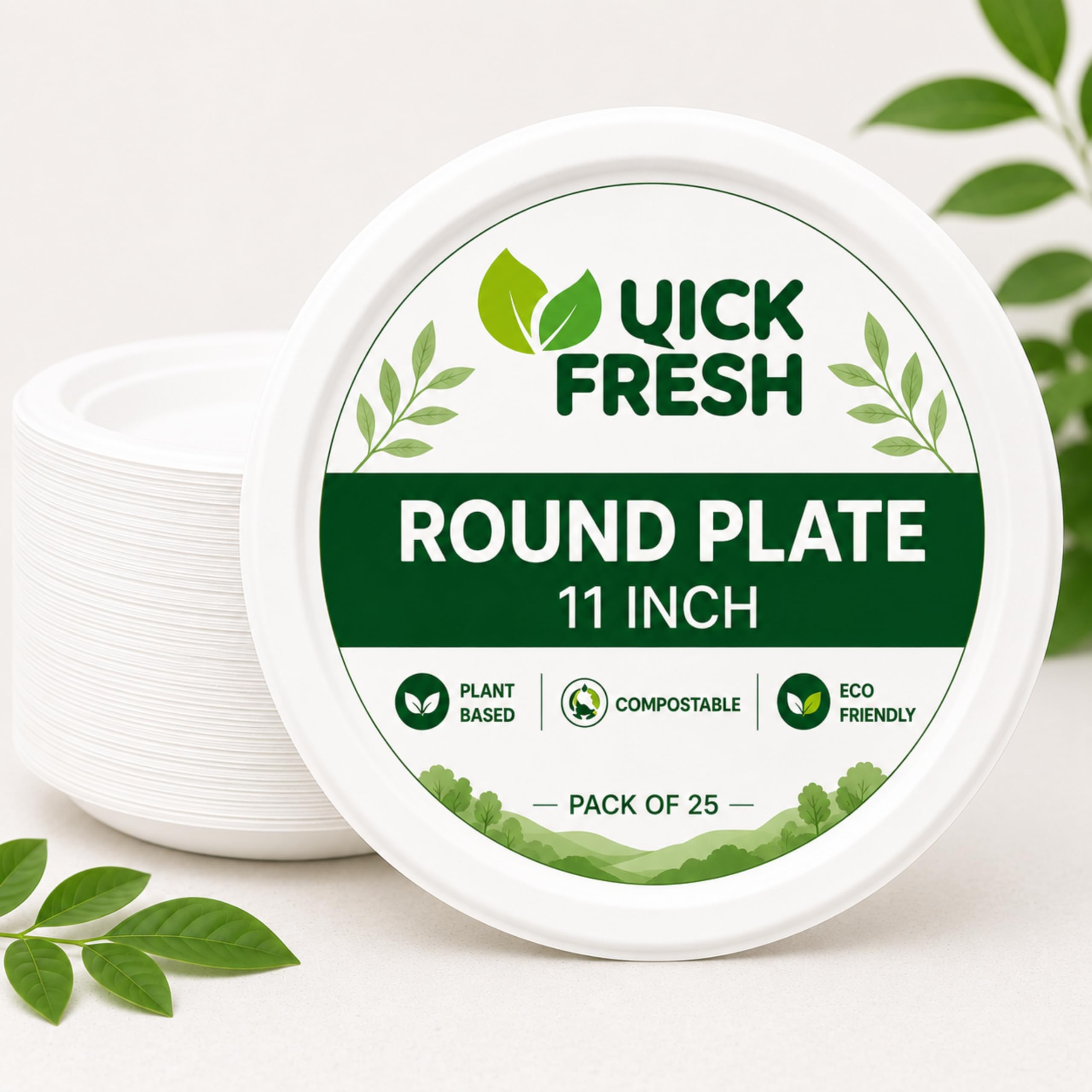 Bio Degradable Big Plate Size 11'' inch, Pack of 25-image-26