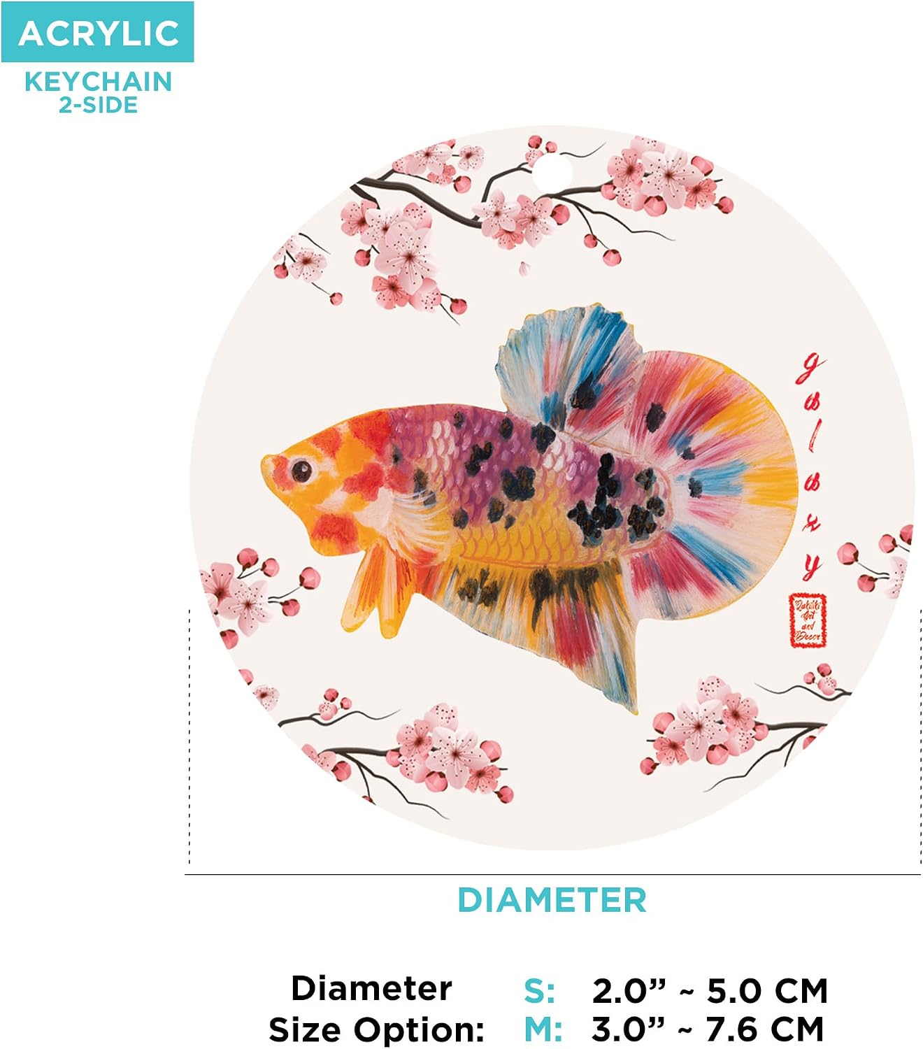 Cherry Blossom Keychain - Plakat Betta Charm - Mini Zen Garden Keyring image 5