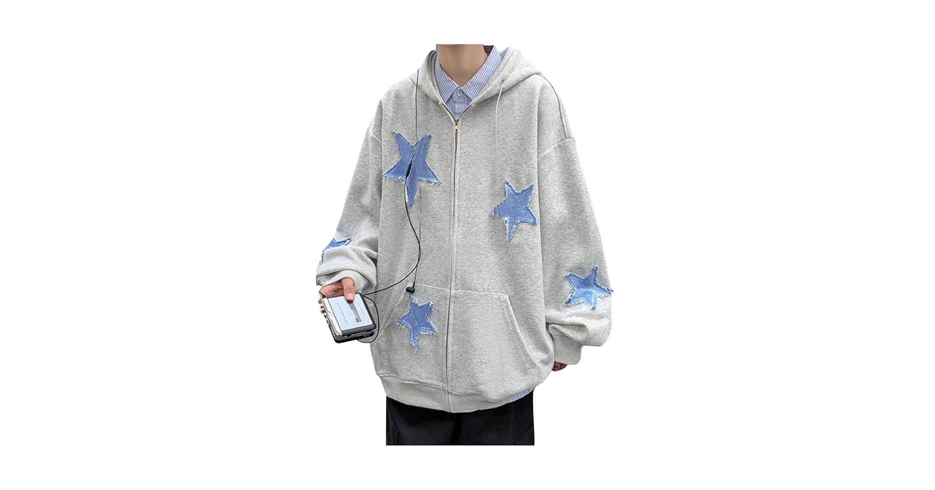 MYBFYABO Zip Up Hoodies for Women, Y2k Star Pattern Hooded