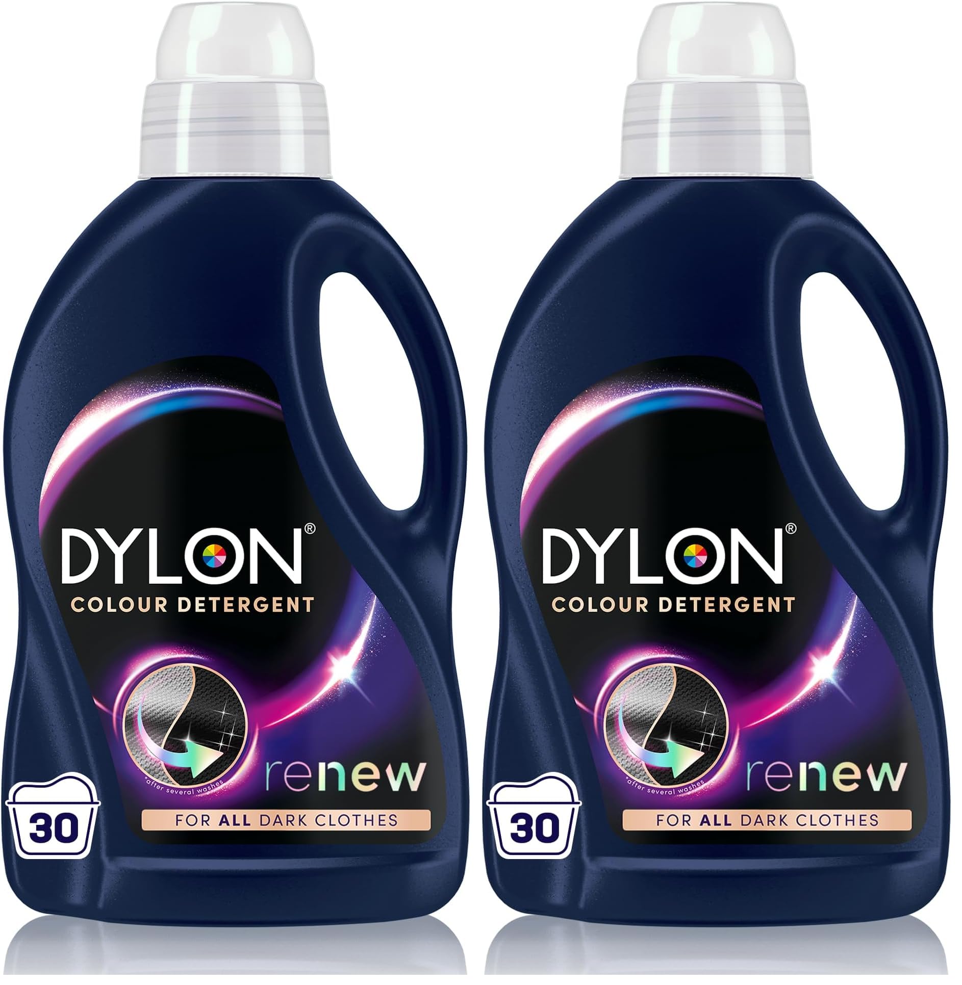 Dylon Black & Dark Detergent (30 Wash Loads), Liquid Laundry Detergent for all Black & Dark Clothes, renewing in every wash with optimal results in 10 washes — view 10