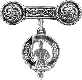 Bannerman Clan Crest Iona Bar Brooch - Sterling Silver