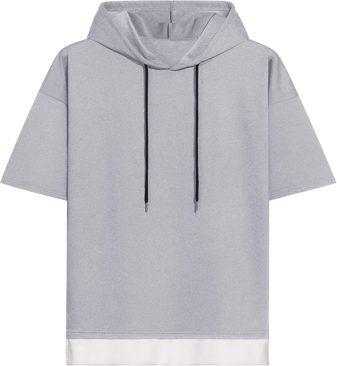 Mens Short Sleeve Hoodie Soft Cotton Color Block Moisture...