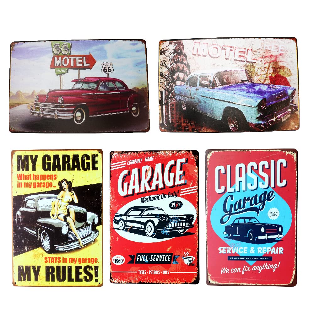 Amazon レトロ看板 ブリキ素材 壁面装飾 壁飾り アメリカン ビンテージ インテリア カフェ ダイナー 5枚セット 置物 オブジェ オンライン通販