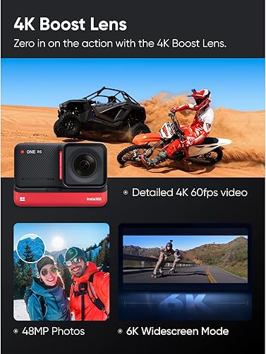 Miniatura 3 de Insta360 ONE RS 4K Edition - Cámara de acción impermeable 4K de 60 fps con estabilización FlowSate foto de 48 MP HDR activo edición de IA