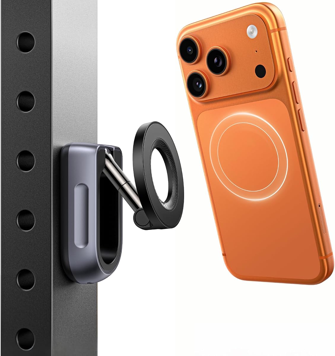 UGREEN Soporte magnético para teléfono para gimnasio, soporte magnético de doble cara | Soporte para teléfono ajustable de 360°, elementos básicos de gimnasio para entrenamientos con manos libres, compatible con iPhone 17 Pro Max, 16 15 14 13