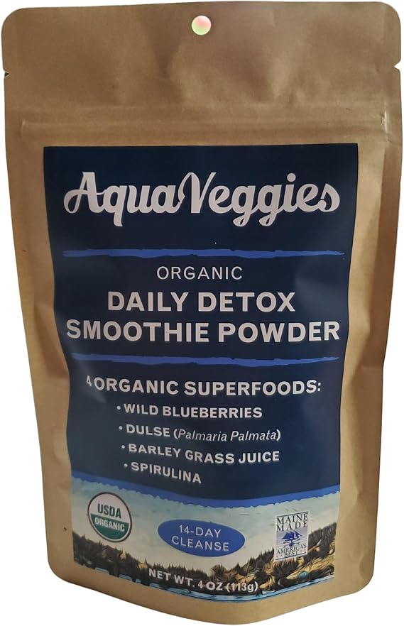 Detox Green Superfood Smoothie Powder, Blueberry, Spirulina, Atlantic Dulse & Barley Grass, Fathers Day Gift for Dad, Husband & Grandpa, 4 Oz