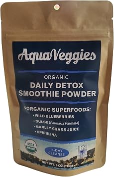 Detox Green Superfood Smoothie Powder, Blueberry, Spirulina, Atlantic Dulse & Barley Grass, Fathers Day Gift for Dad, Husband & Grandpa, 4 Oz