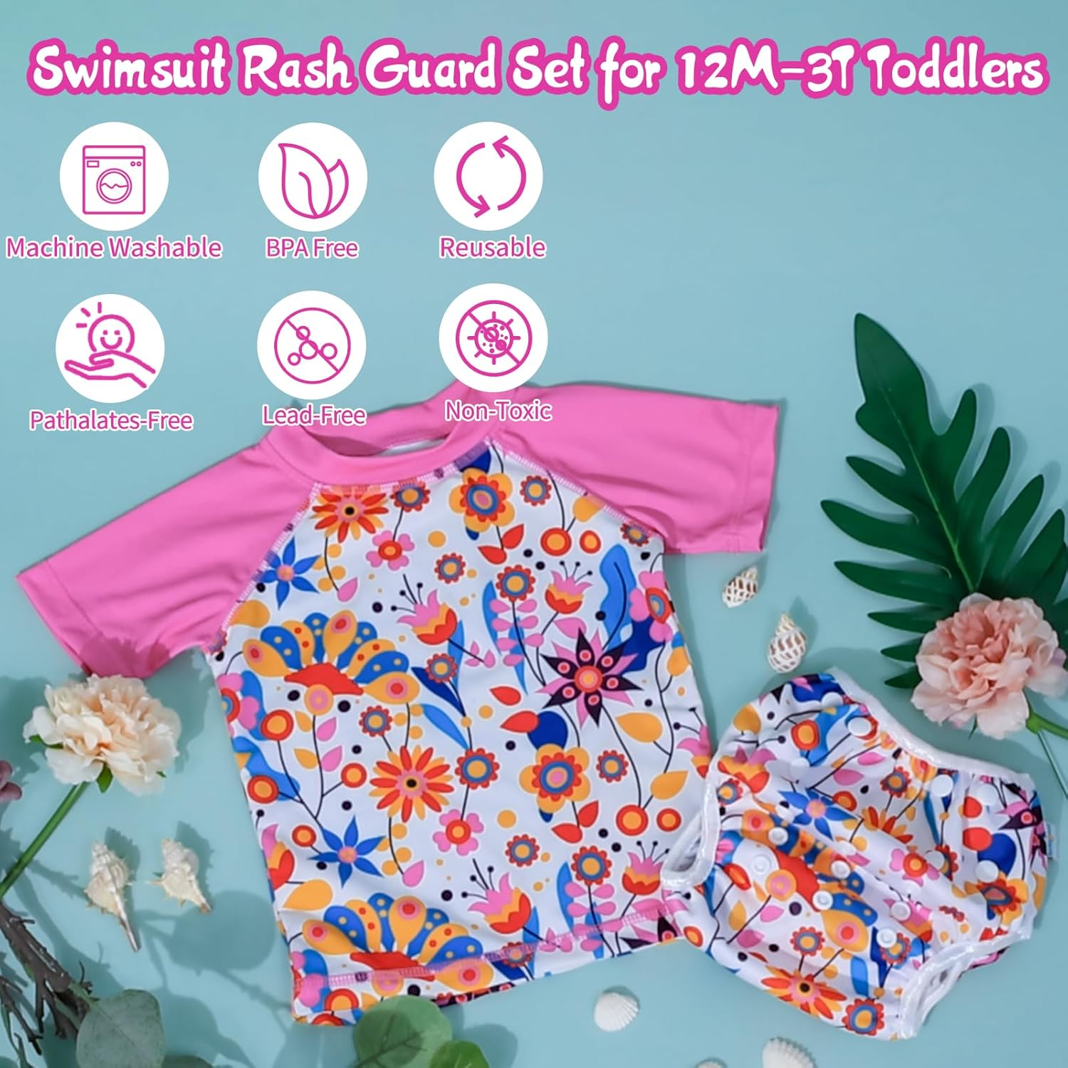 babygoal 2 Pieces Baby Swimming Suit Set Shorts Sleeve Kids Rash Guard Set Boys Swim Bathing Suit for Toddler - Image 2