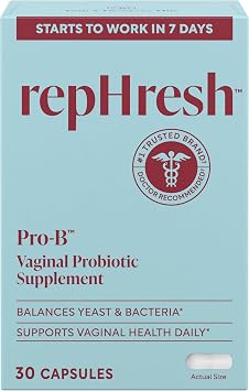 RepHresh Pro-B Vaginal Probiotic Supplement, Probiotic for Women, Balances Yeast and Bacteria to Maintain Feminine Health, Daily Oral Capsules, 30 Count (Pack of 5)
