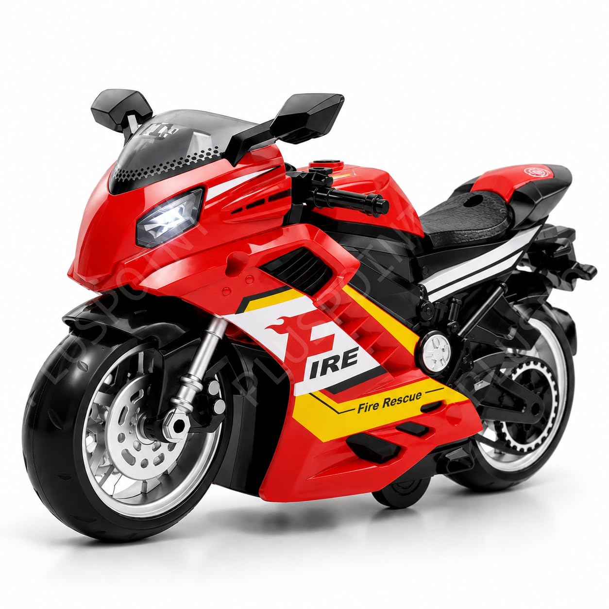 PLUSPOINT Fire Motorcycle Rescue Bike Friction Powered Action Special Fire Motorcycle Emergency Vehicle Model Toy with Light Music inertial Simulation Toy 3-6 Years Old (Fire)-image-10
