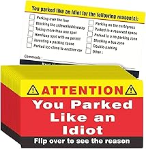 50Pcs You Parked Like an Idiot Cards - 3.5"x2" Bad Parking Notice Cards, Funny Prank Violation Tickets for Windshield, Funny Adult Prank Gifts for Car Owners