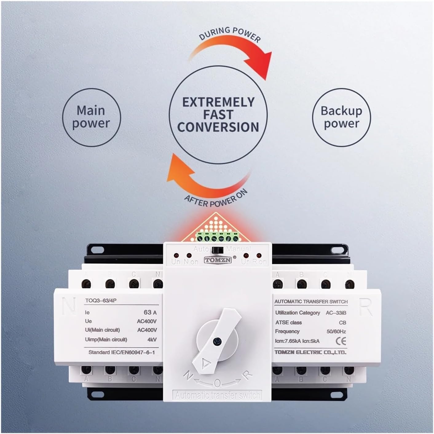 4P 63A 380V Dual Power Automatic Transfer Switch(2 Input 2 Output)