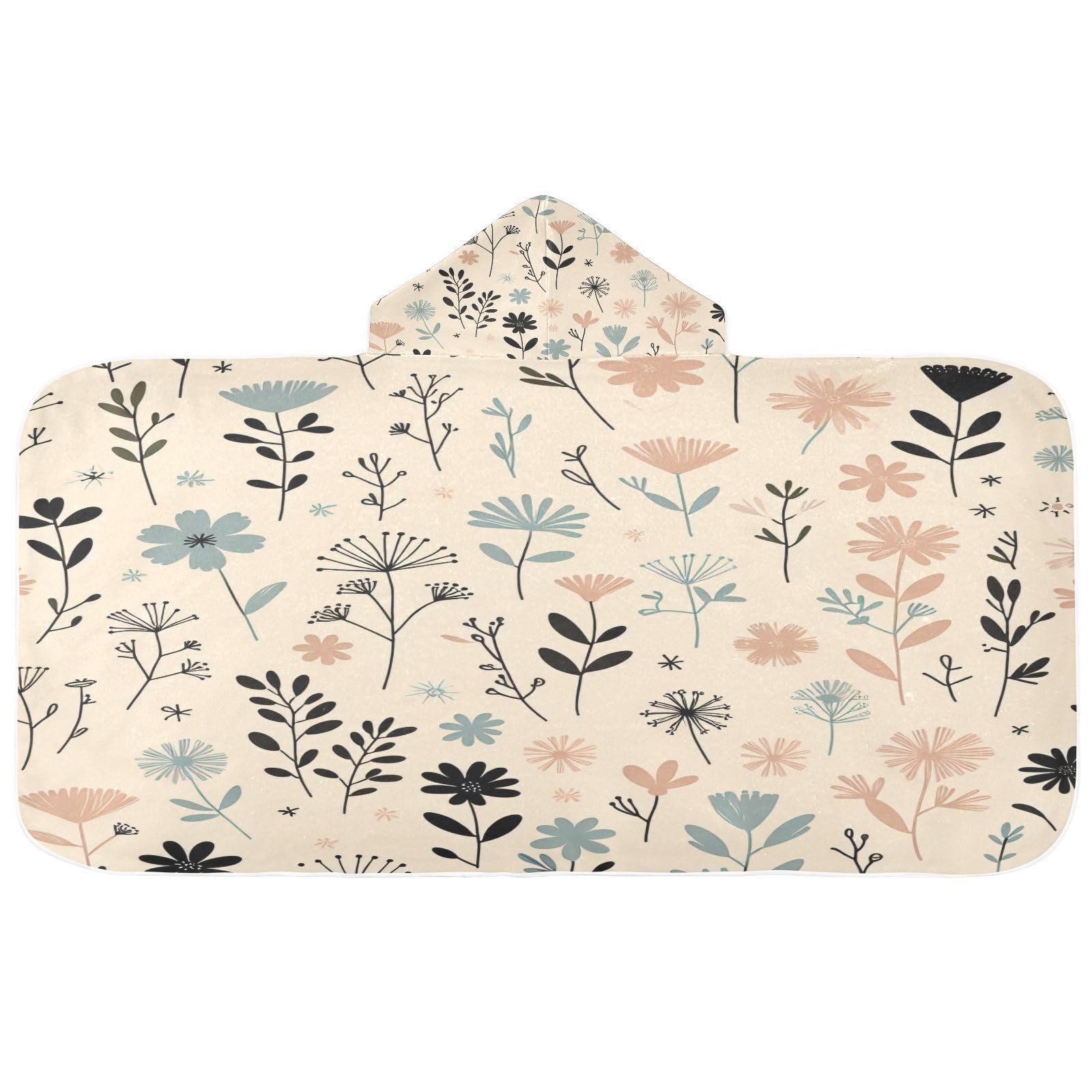 Kigai Flower Leaves Hooded Beach Towel for Kids Soft Absorbent Quick Dry Bath Towel with Hood Lightweight Toddler Shower Pool Bath Wrap for Boys Girls