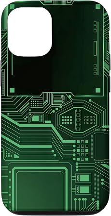 iPhone 15 Pro Motherboard Microchip Circuit IT Computer Background Green Case