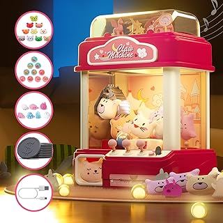 Skirfy Claw Machine for Kids Adults with Sound Light, Vending Machine Candy Grabber Prize Dispenser Toys, Unicorn Toys Electric Arcade Claw Game Volume Control, Christmas Birthday Girl Toys Gift