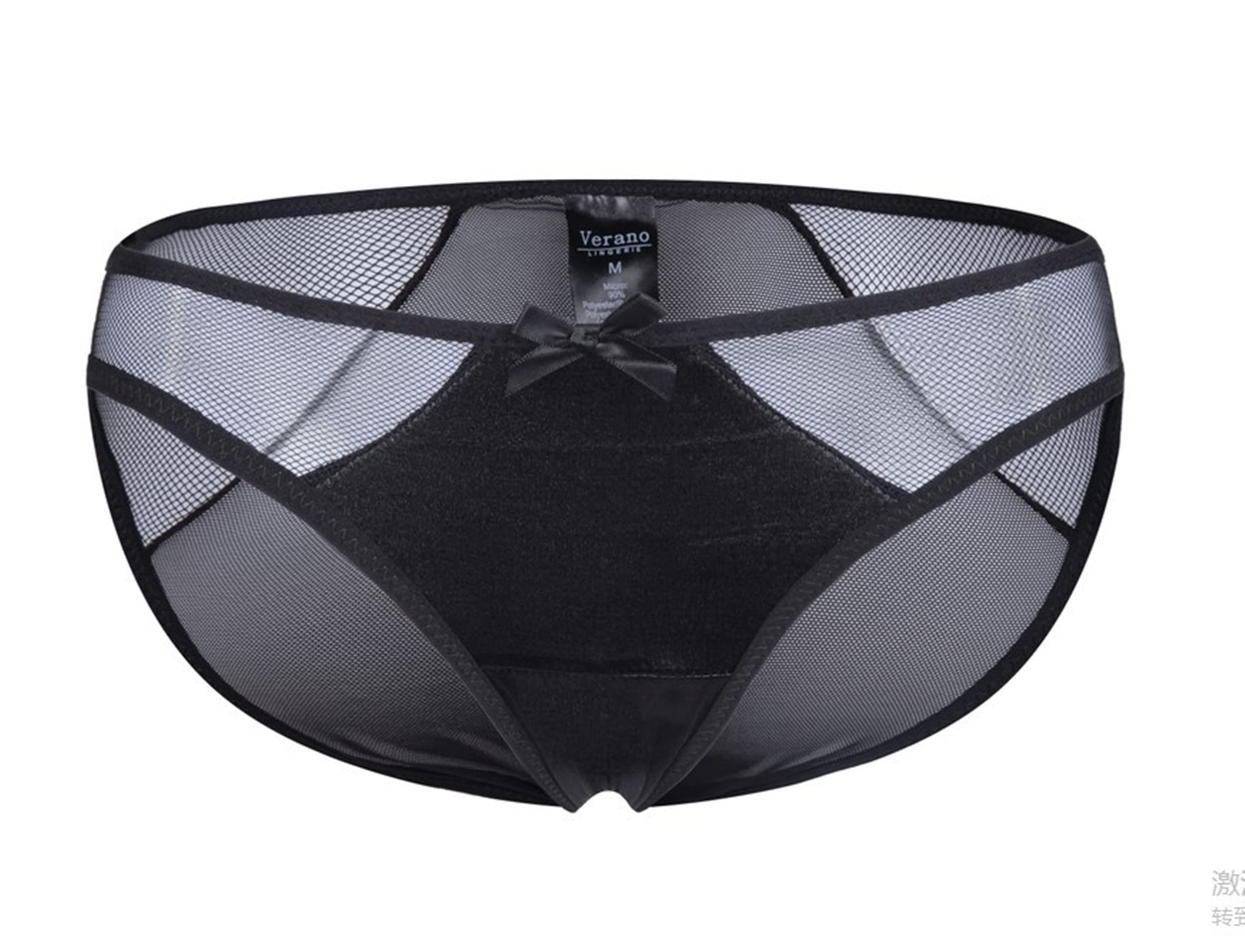 VeranoCrotchless Comfort Mesh Panties Briefs Lace with Bow