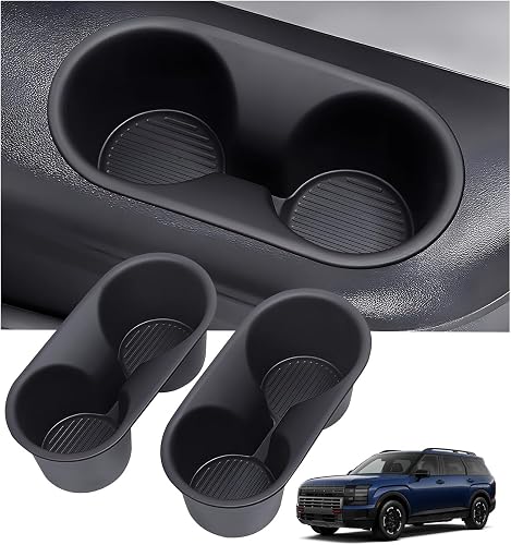 Third Row Cup Holder Inserts for Hyundai Palisade 2027 2026, Center Console Interior Accessories TPE Car Cup Holders Covers Protector for 2026-2027 Palisade, Black