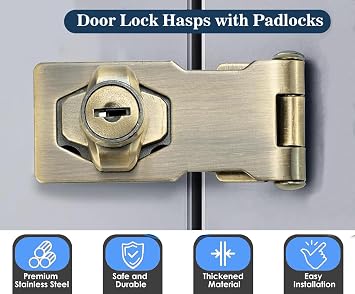 Keyed Hasp Locks with Keys, Twist Knob Keyed Locking Hasp Catch Latch Safety Door Bolt Lock Cabinet Locks Padlock Gate Latch 3 inch for Locking Furniture Mailbox (Green Bronze, 3 Inch)