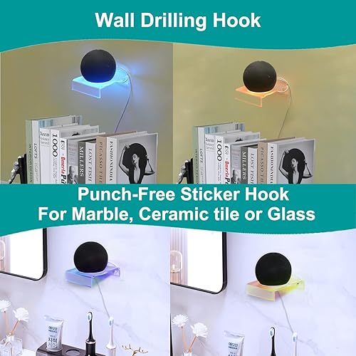 Miniatura 5 de Soporte de pared para Ech0 Dot (nuevo modelo) 5ª y 4ª generación de altavoces inteligentes soporte soporte de guía de luz brillante acrílico