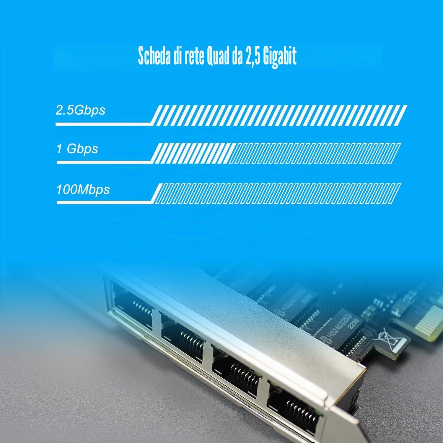 Scheda Di Rete GLOTRENDS ST7419 – 4 Porte RJ45 2,5G Con Controller Intel I226, PCIe 3.0 X4, Per Windows E Linux