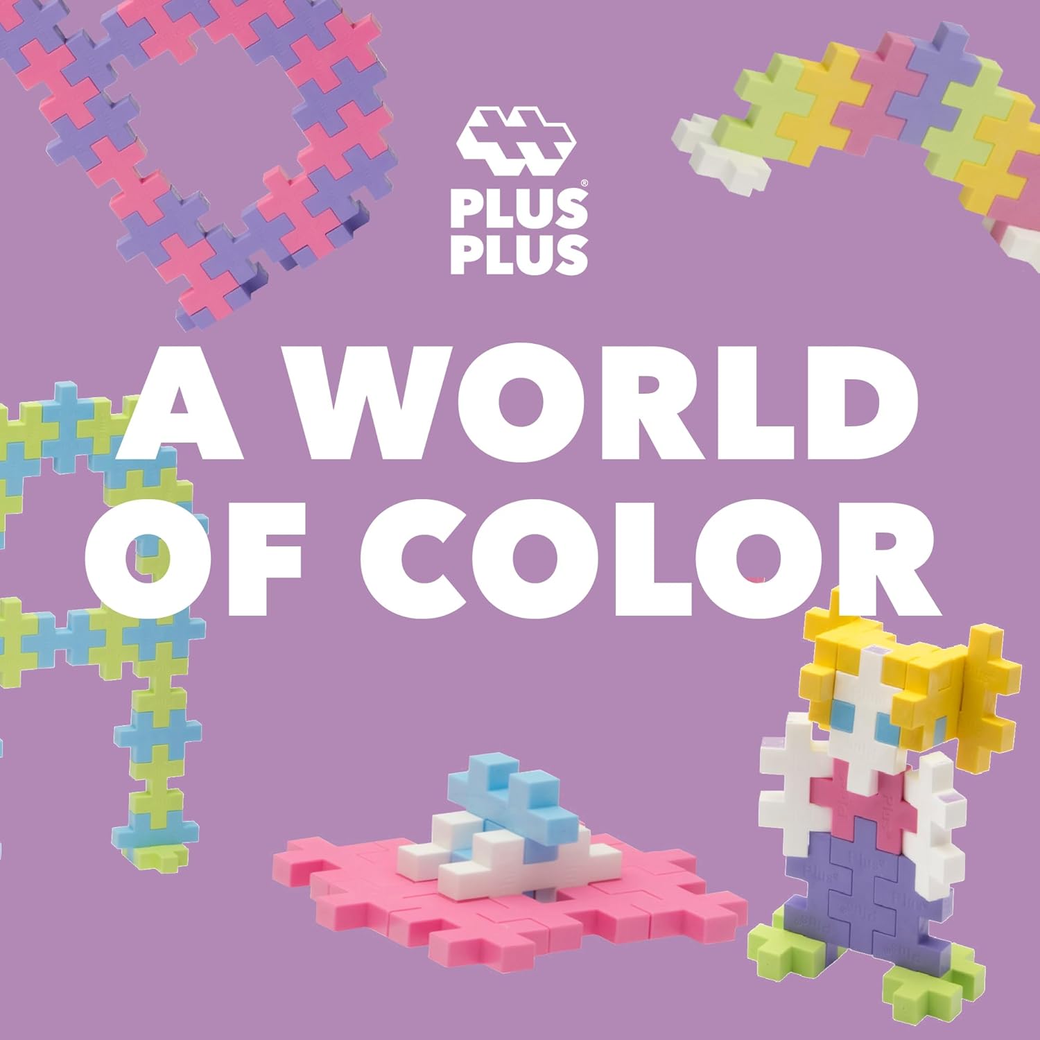 Plus Plus Big - Open Play Set - 100 Piece - Pastel Color Mix, Construction Building Stem/Steam Toy, Interlocking Large Puzzle Blocks for Toddlers and Preschool
