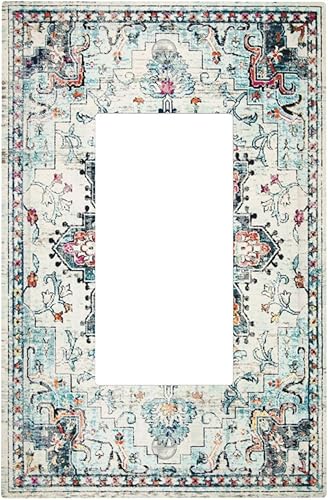 Miniatura 73 de Cubiertas de interruptor de luz de palanca simple de los años 70, estilo bohemio vintage con sol, arcoíris, retro, hongo, floral, de 1 gang, placas