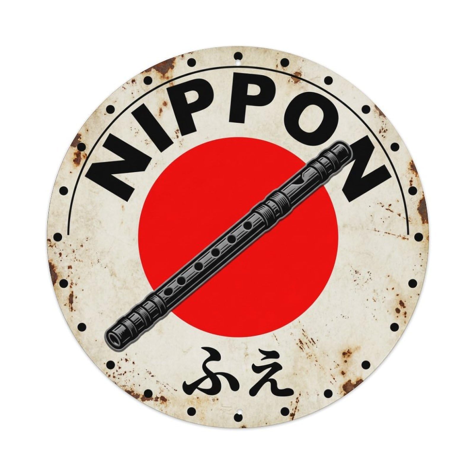 Galvaxio Style Fue Flute Nippon Transverse Pipe Vintage Metal Tin Sign