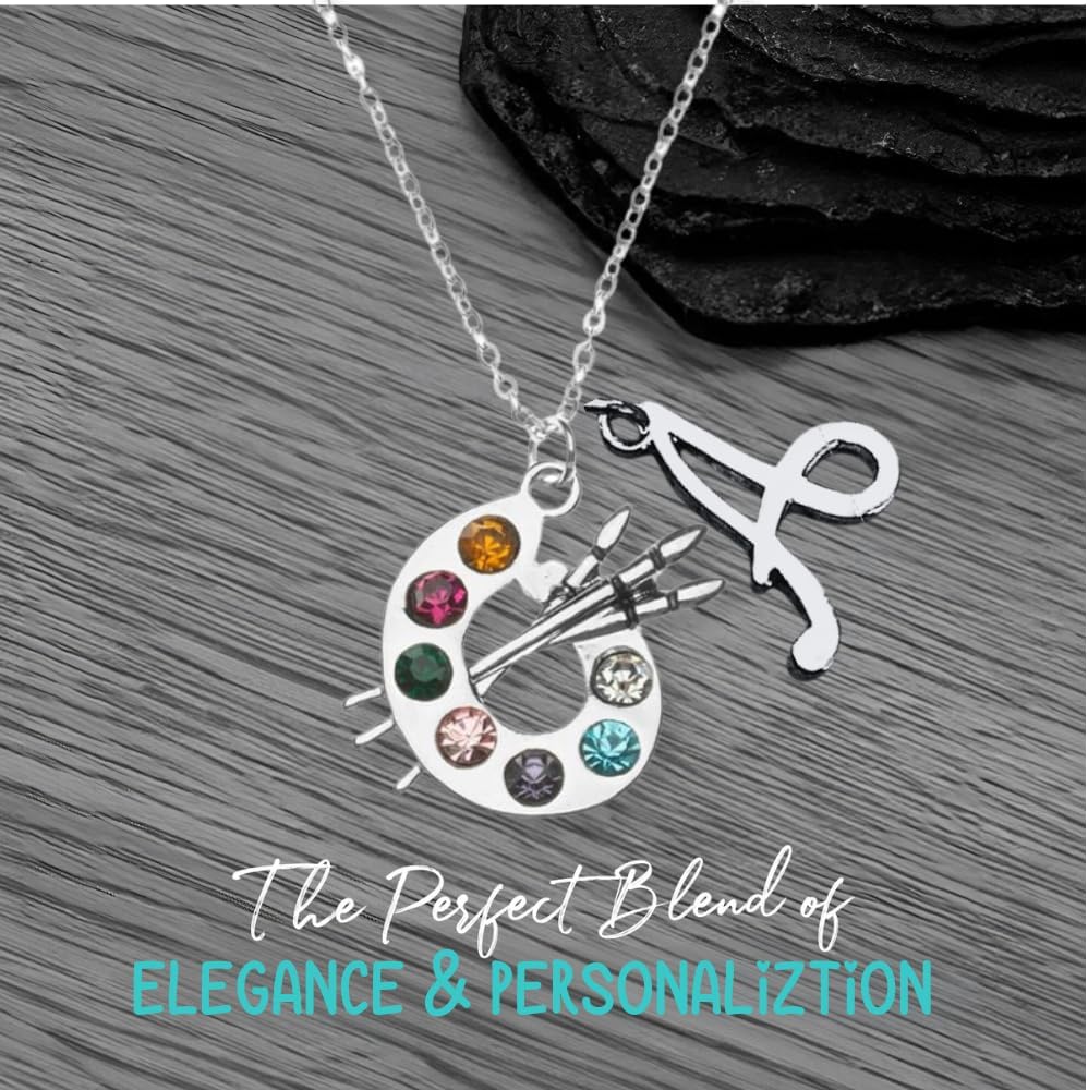 Personalized Artist Paint Palette & Paint Brush Pendant Necklace - She Believed She Could Jewelry Gift for Women, Teens and Girls, Painter Gift, Artist Necklace - Image 5